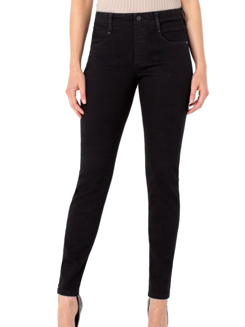 Liverpool Gia Glider Skinny Pull On Jeans Size 2 / 26 Black Eco Soft Stretch